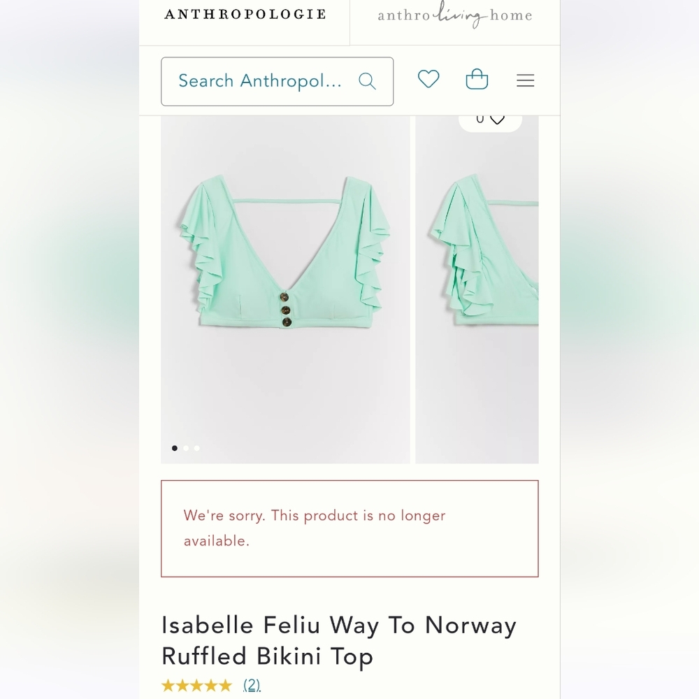 Isabelle Feliu Way To Norway Ruffled Bikini Top - Anthropologie Size M